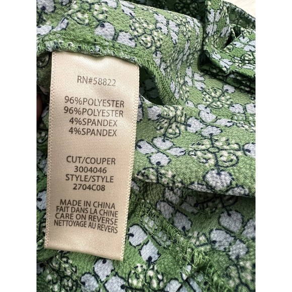 Max Studio Womens High Rise All-Over Print Trousers Wide Leg Green Daisy Size S - Picture 9 of 11